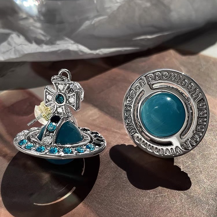 Replica Vivienne Westwood Lake Blue Saturn Earrings