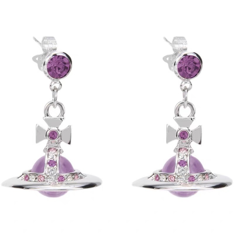 Replica Vivienne Westwood 10mm Crystal Bead Saturn Earrings