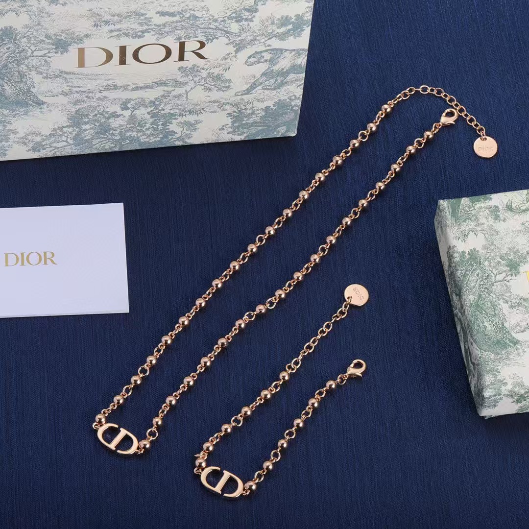 Replica Dior Rose Gold Necklace and Bracelet