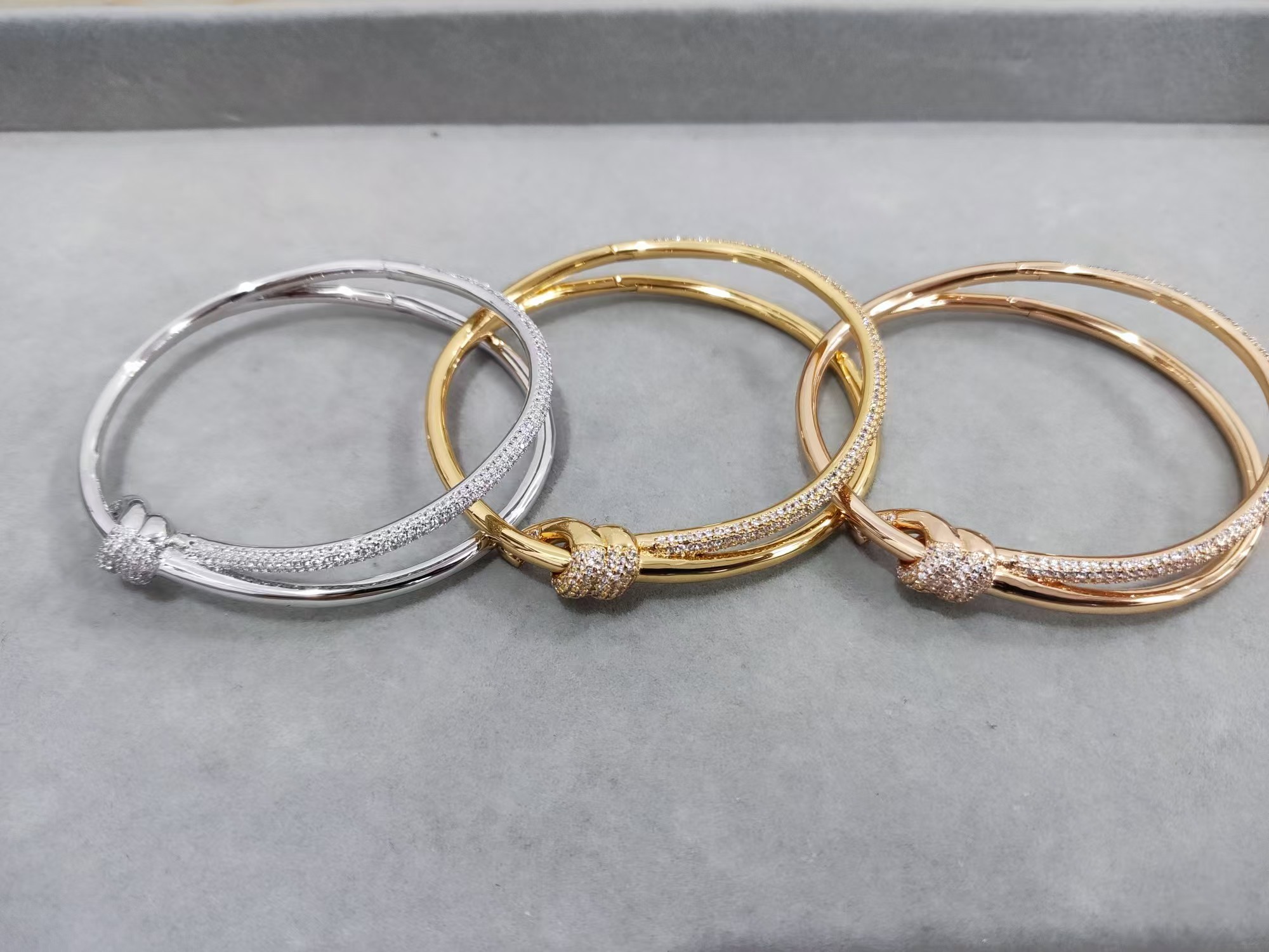 Replica Tiffany Knot Double Row Hinged Bangle