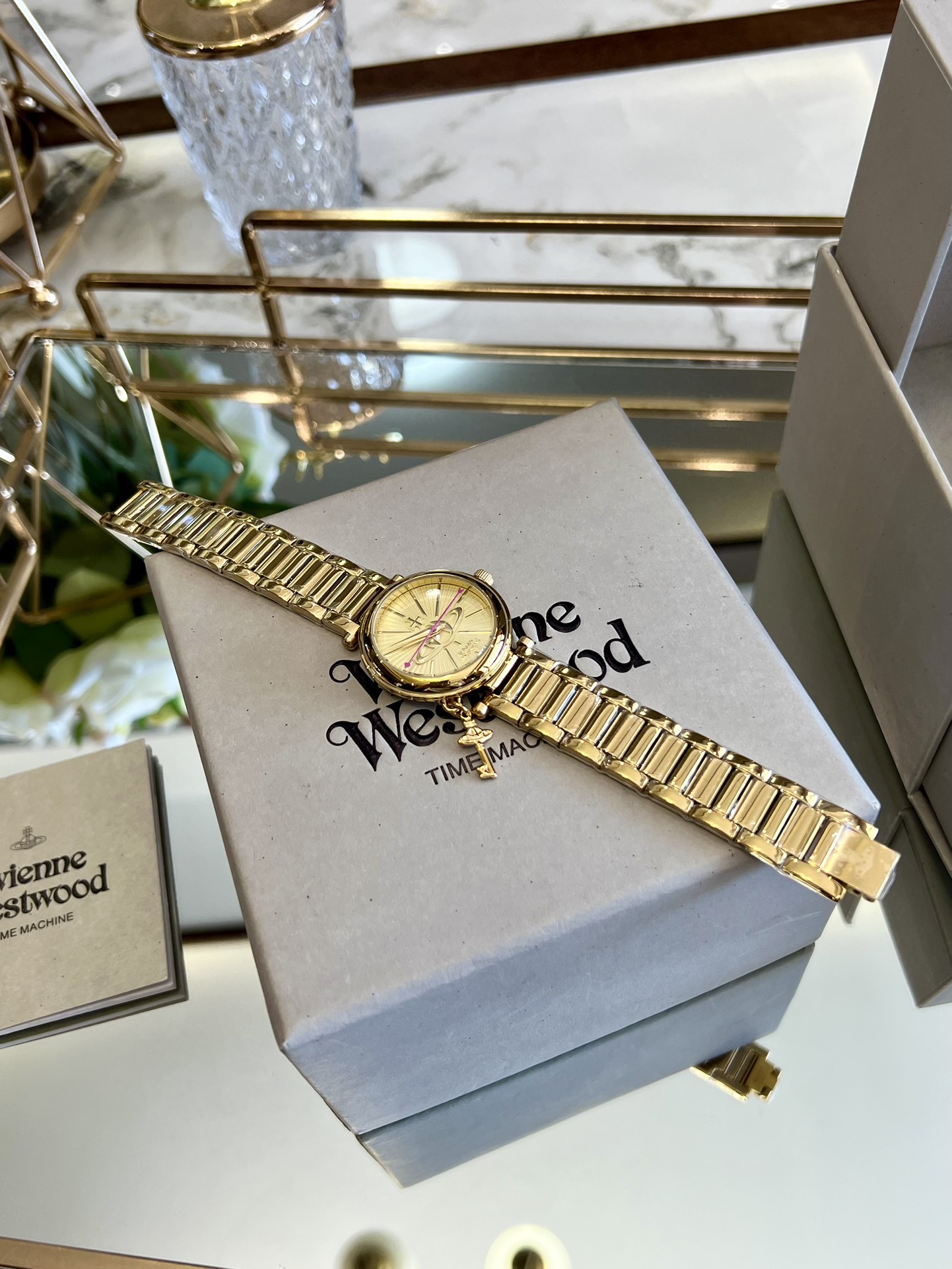Replica Vivienne Westwood Gold Dial Gold Band Watch - 30MM
