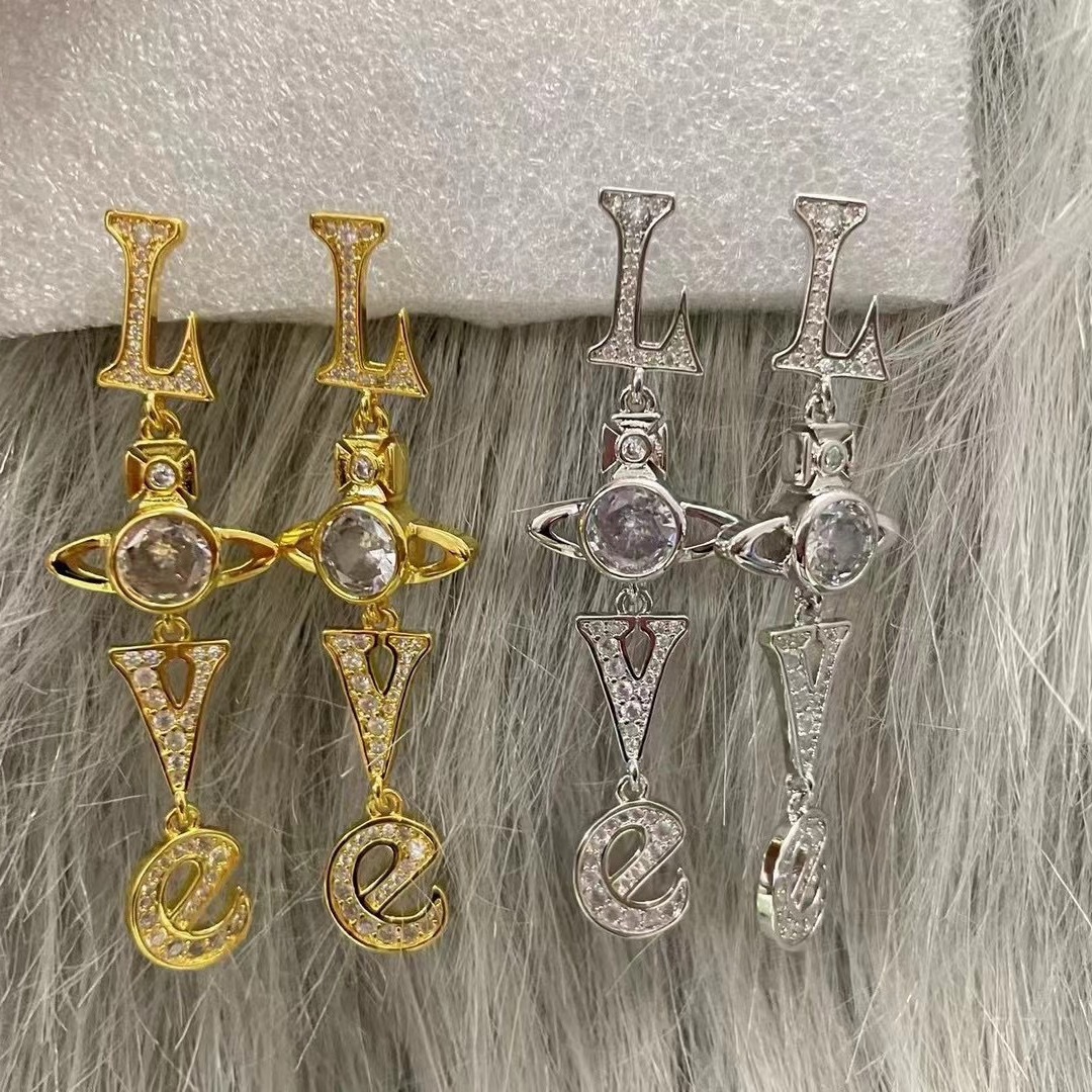 Replica Vivienne Westwood Letter LOVE Long Style Earrings