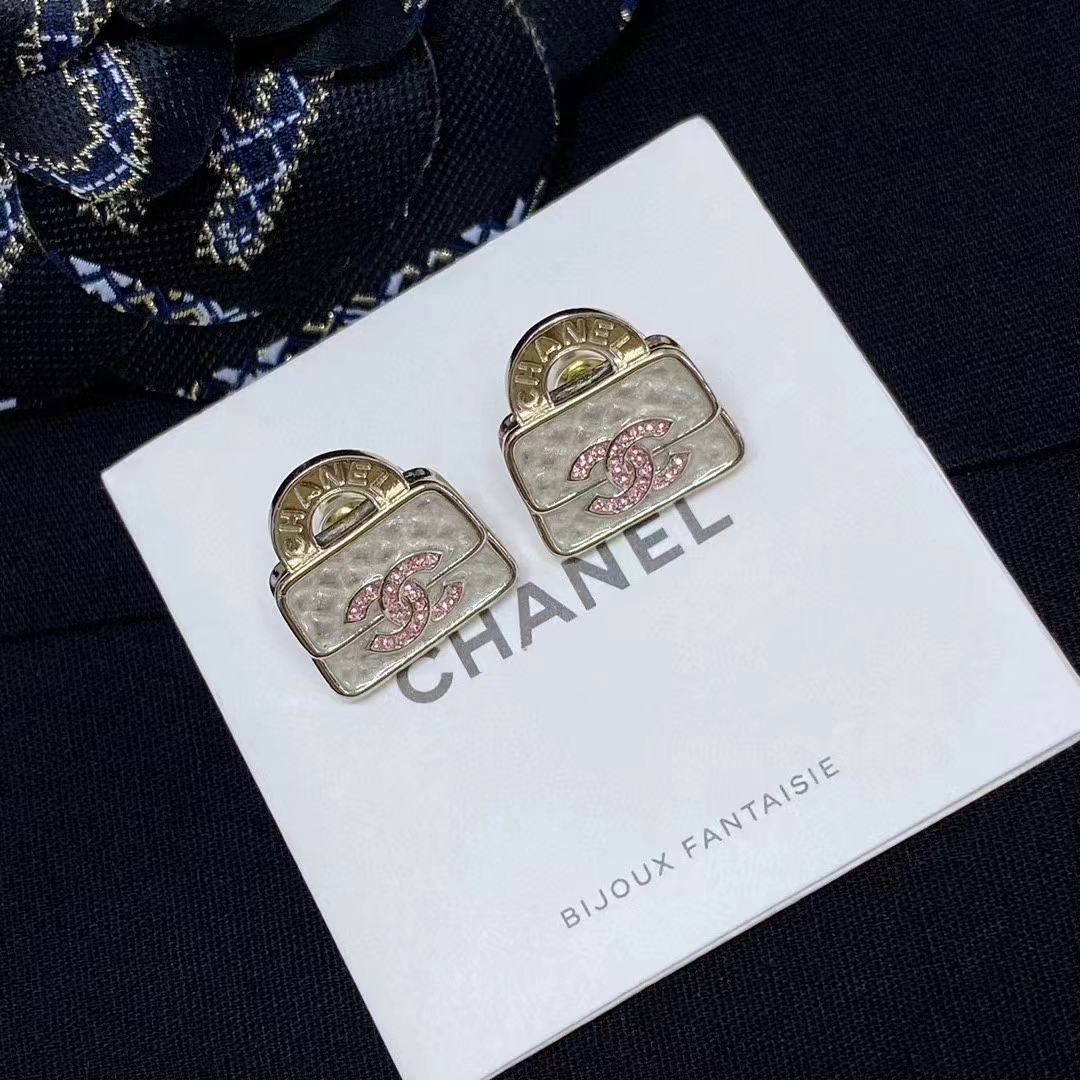 Replica Chanel Pink Double C Lock Earrings