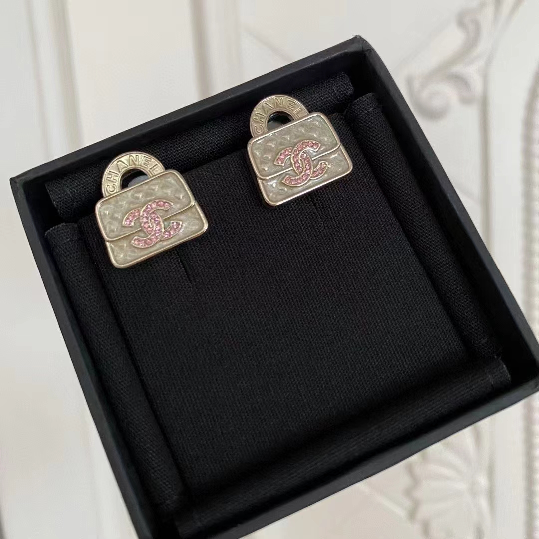 Replica Chanel Pink Double C Lock Earrings