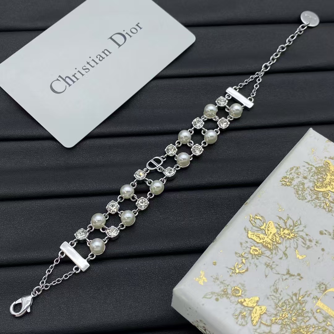 Replica Dior Two Row Pearl Bracelet