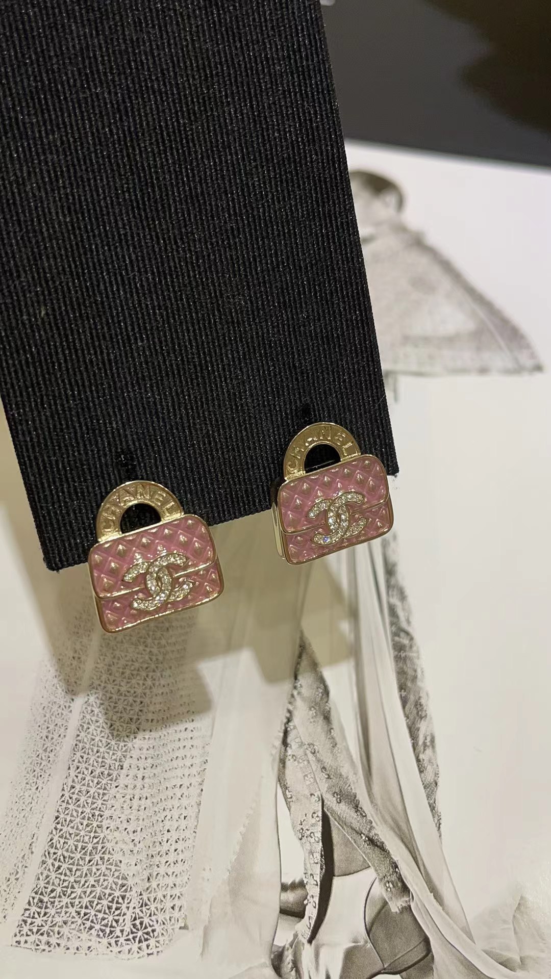 Replica Chanel Pink Bag Earrings
