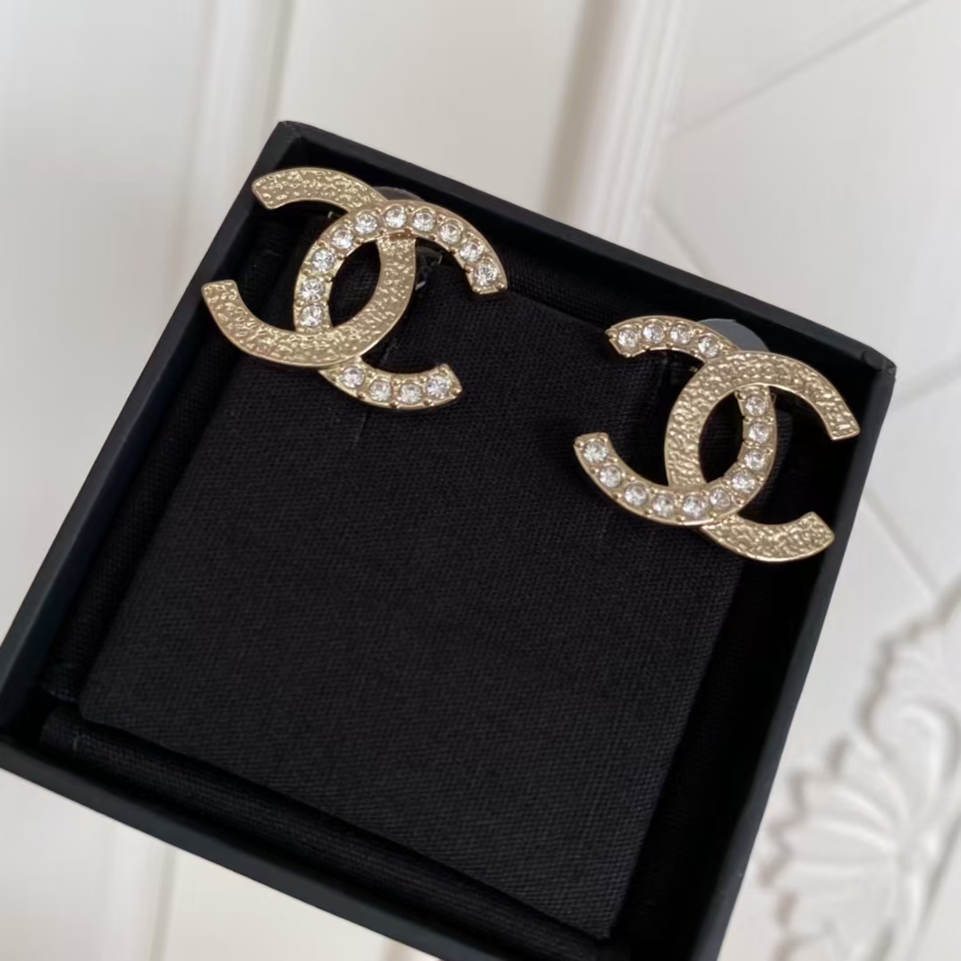 Replica Chanel Single C Paved Diamond Earrings