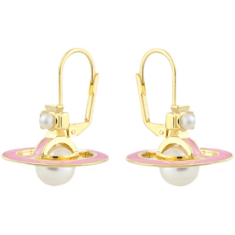 Replica Vivienne Westwood Enamel Saturn Pearl Earrings