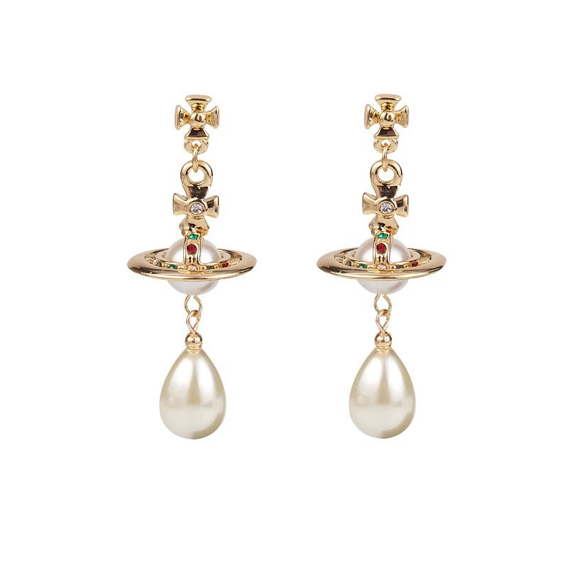 Replica Vivienne Westwood Saturn Teardrop Pearl Earring