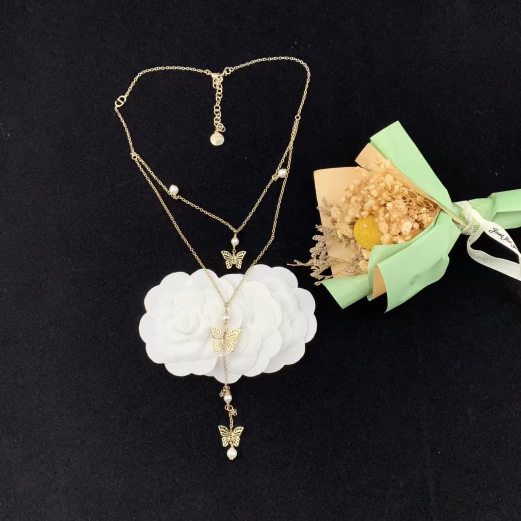 Replica Dior Butterfly Two Layered Long Y Necklace