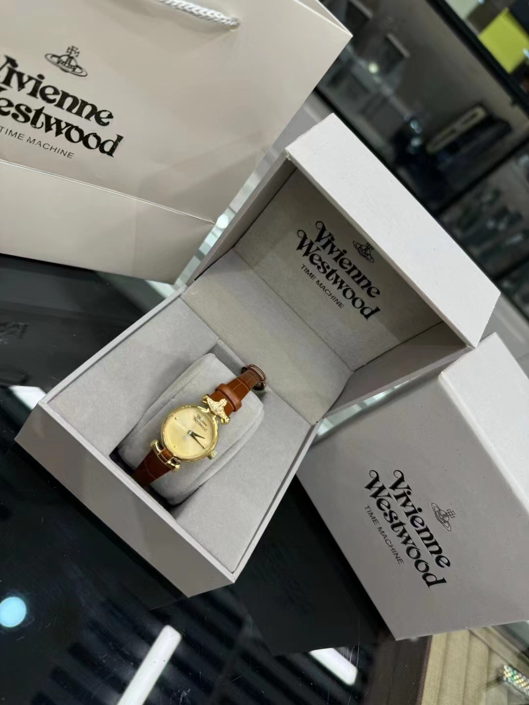Replica Vivienne Westwood Brown Genuine Leather Band Watch - 23MM
