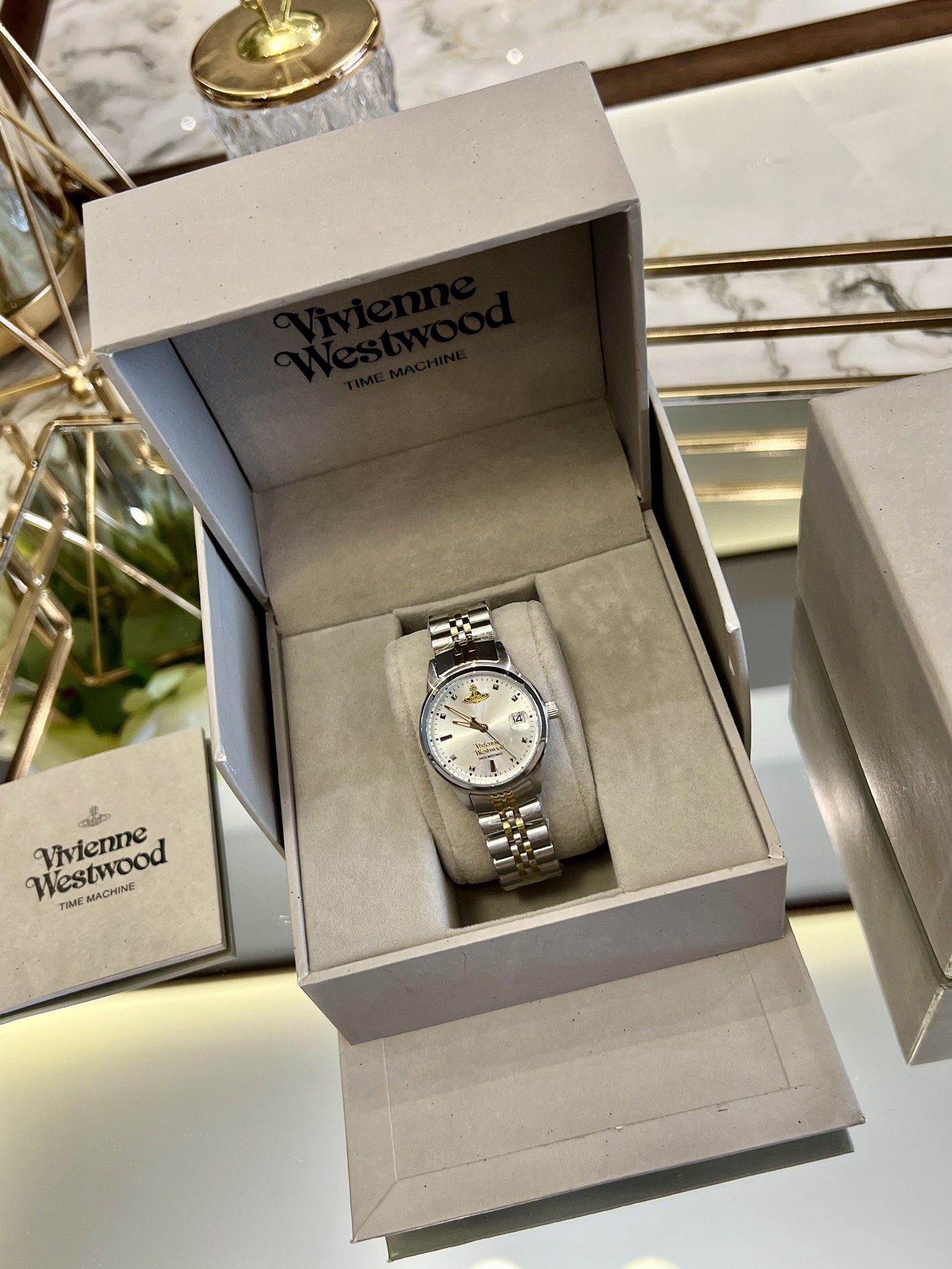 Replica Vivienne Westwood Silver Gold Mixed Color Band Watch - 30MM