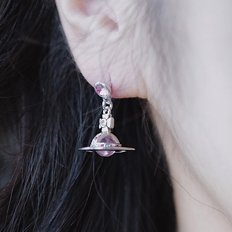 Replica Vivienne Westwood 10mm Crystal Bead Saturn Earrings
