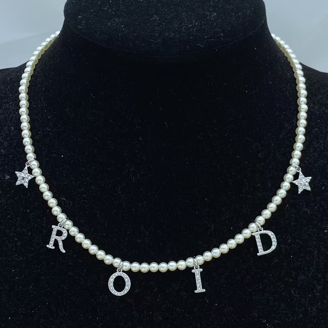 Replica Dior Letters Star Charms Pearl Necklace