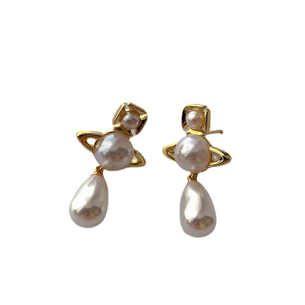Replica Vivienne Westwood Teardrop Pearl Saturn Earrings