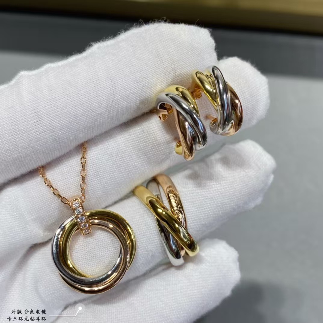 Replica Cartier Three Colors Metal Hoop Earrings