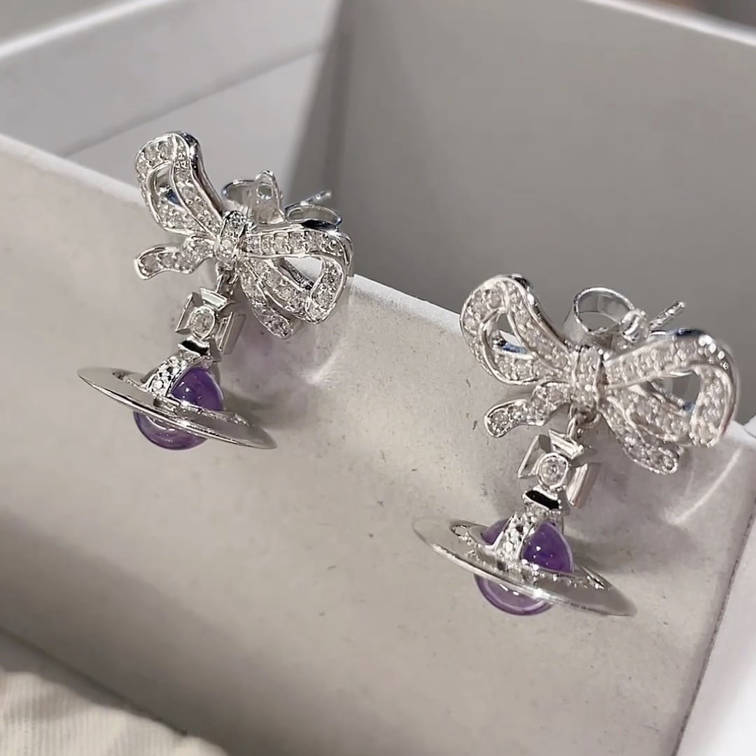 Replica Vivienne Westwood Bowknot Crystal Saturn Earrings