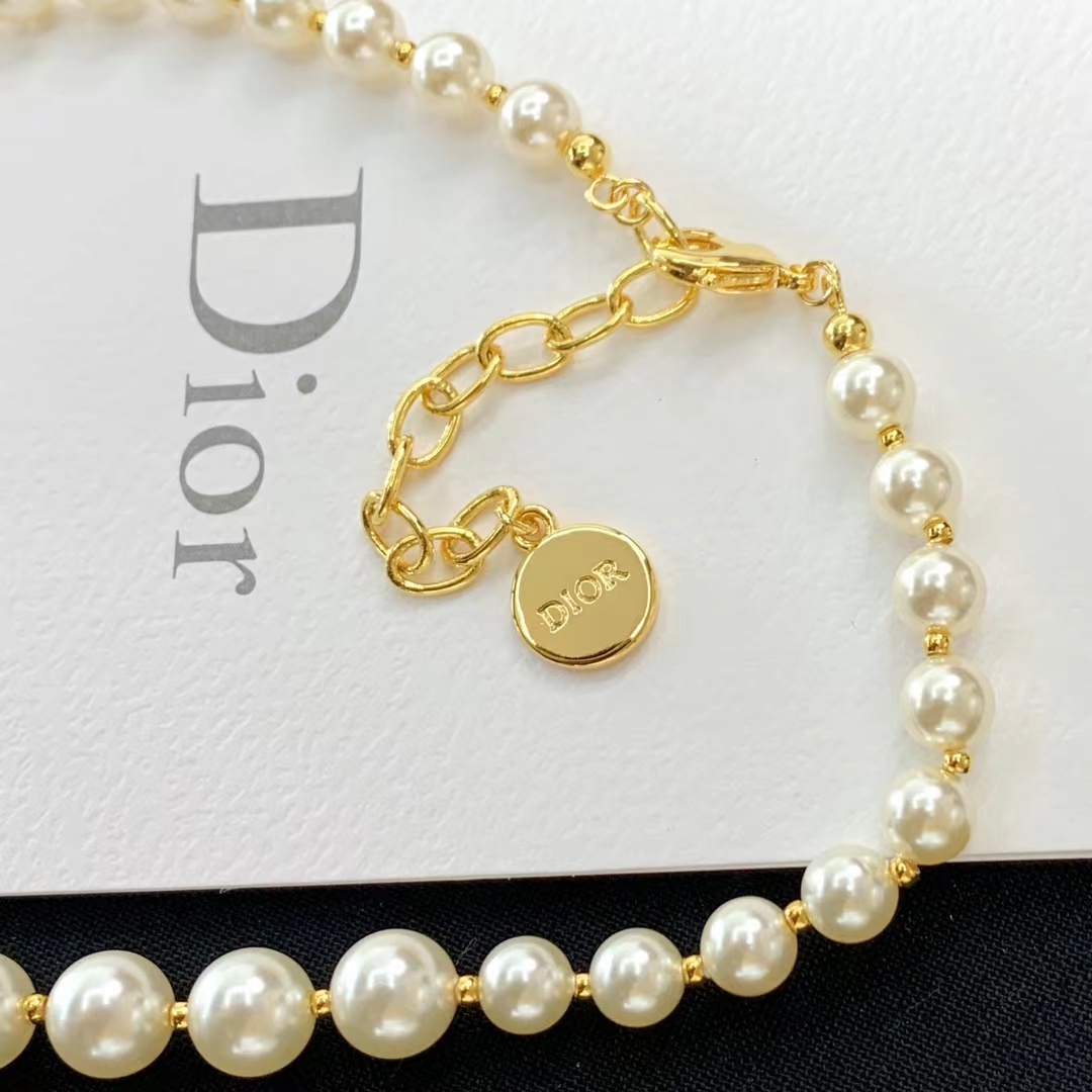 Replica Dior CD Pendant Pearl Choker Necklace