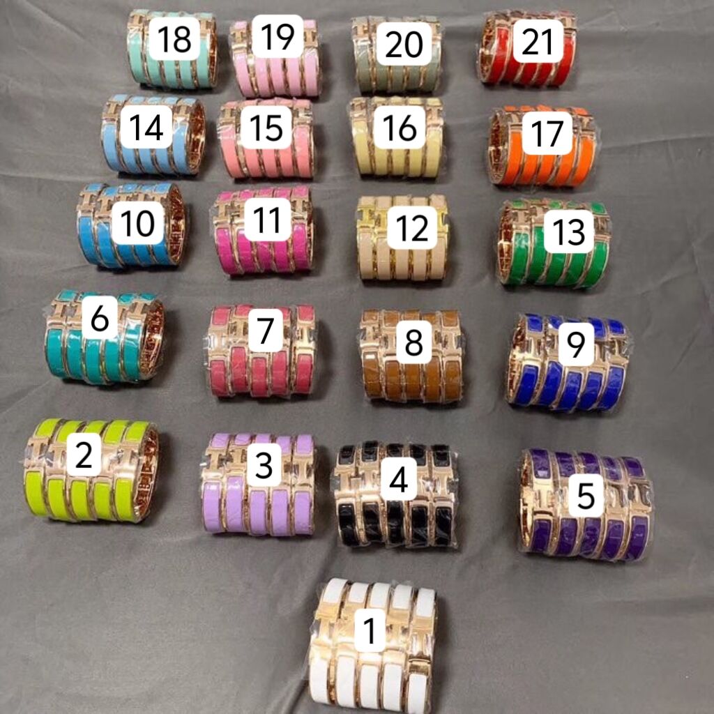 Replica Hermes Wide H Enamel Bracelet - 21 Colors Available