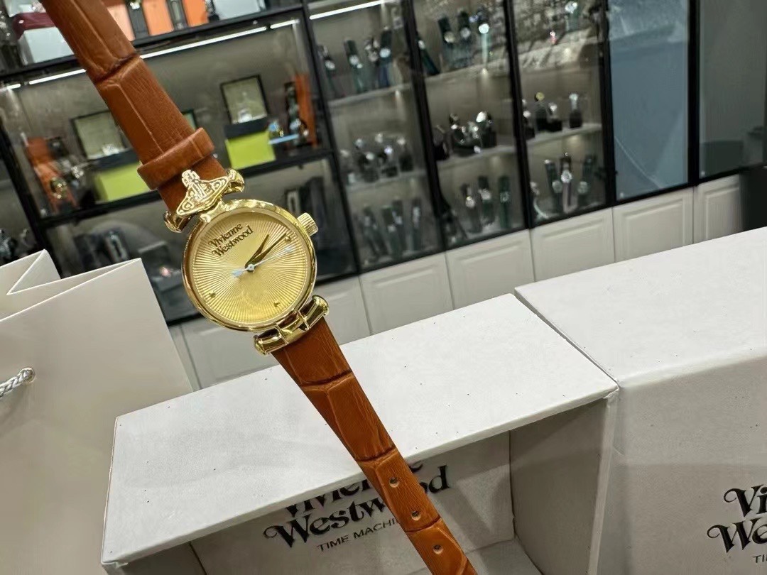 Replica Vivienne Westwood Brown Genuine Leather Band Watch - 23MM