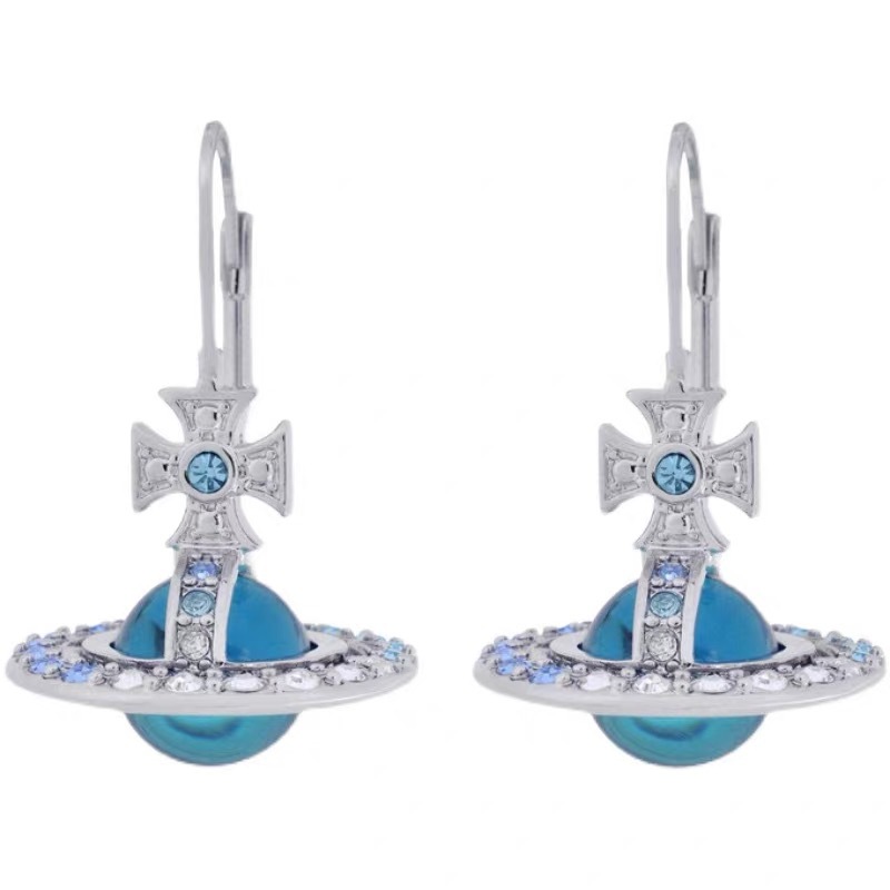 Replica Vivienne Westwood Gradient Color Diamond Crystal Ball Saturn Earrings