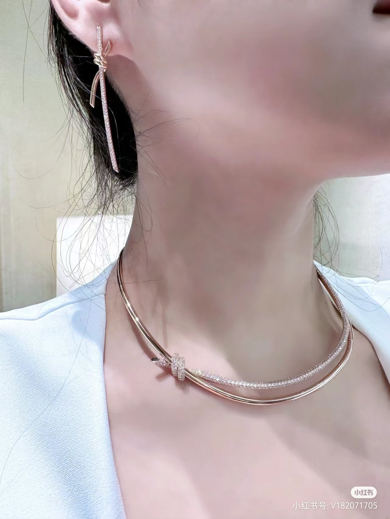 Replica Tiffany Knot Double Row Hinged Necklace