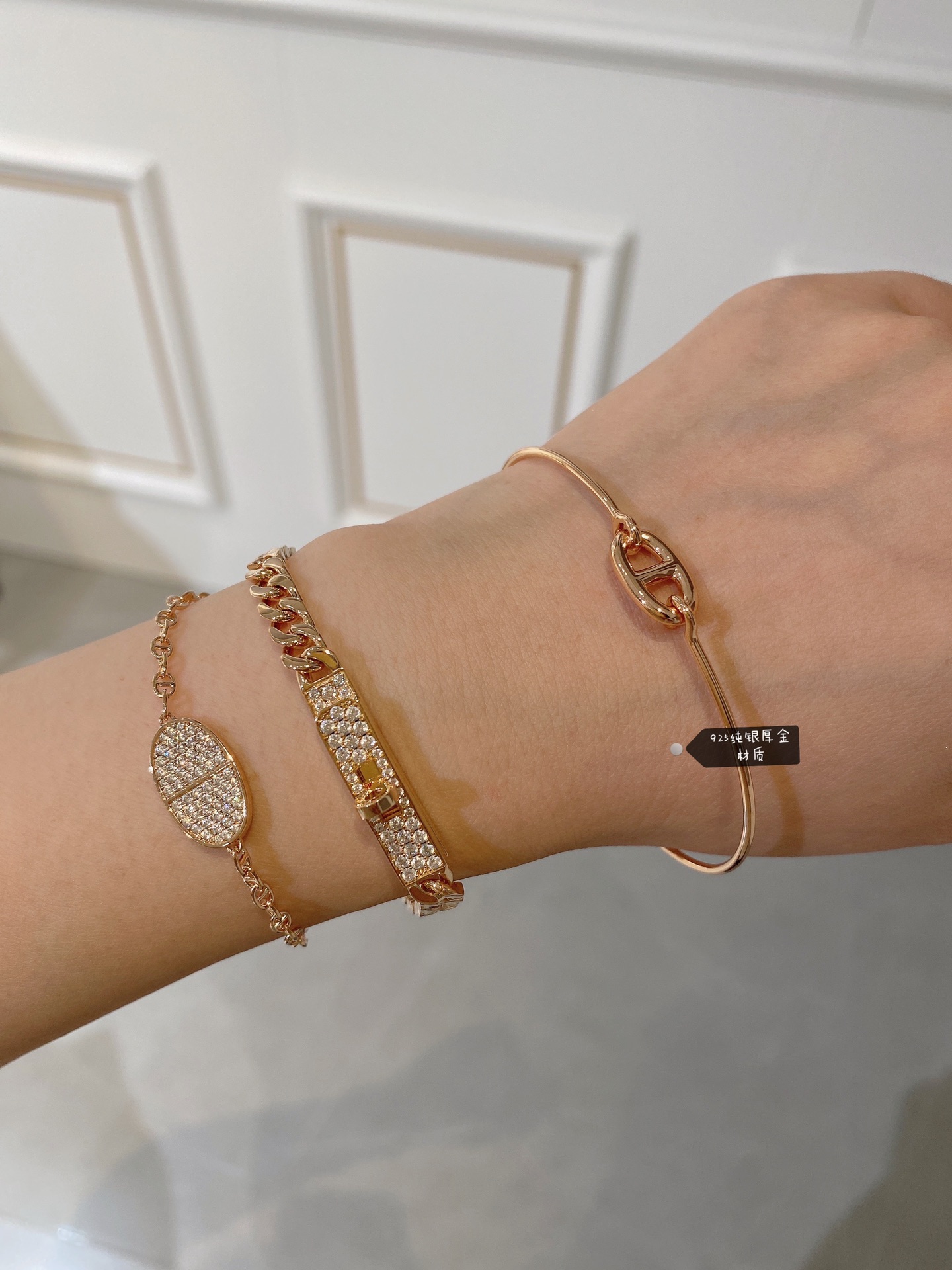Replica Hermes New Diamond Paved Pig Nose Bracelet