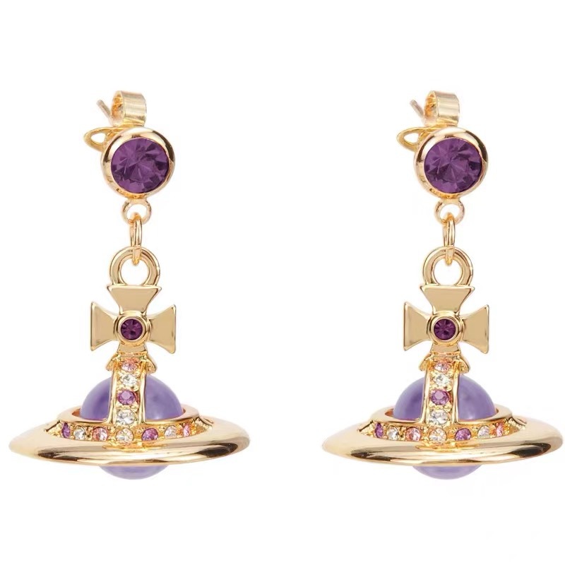 Replica Vivienne Westwood 10mm Crystal Bead Saturn Earrings