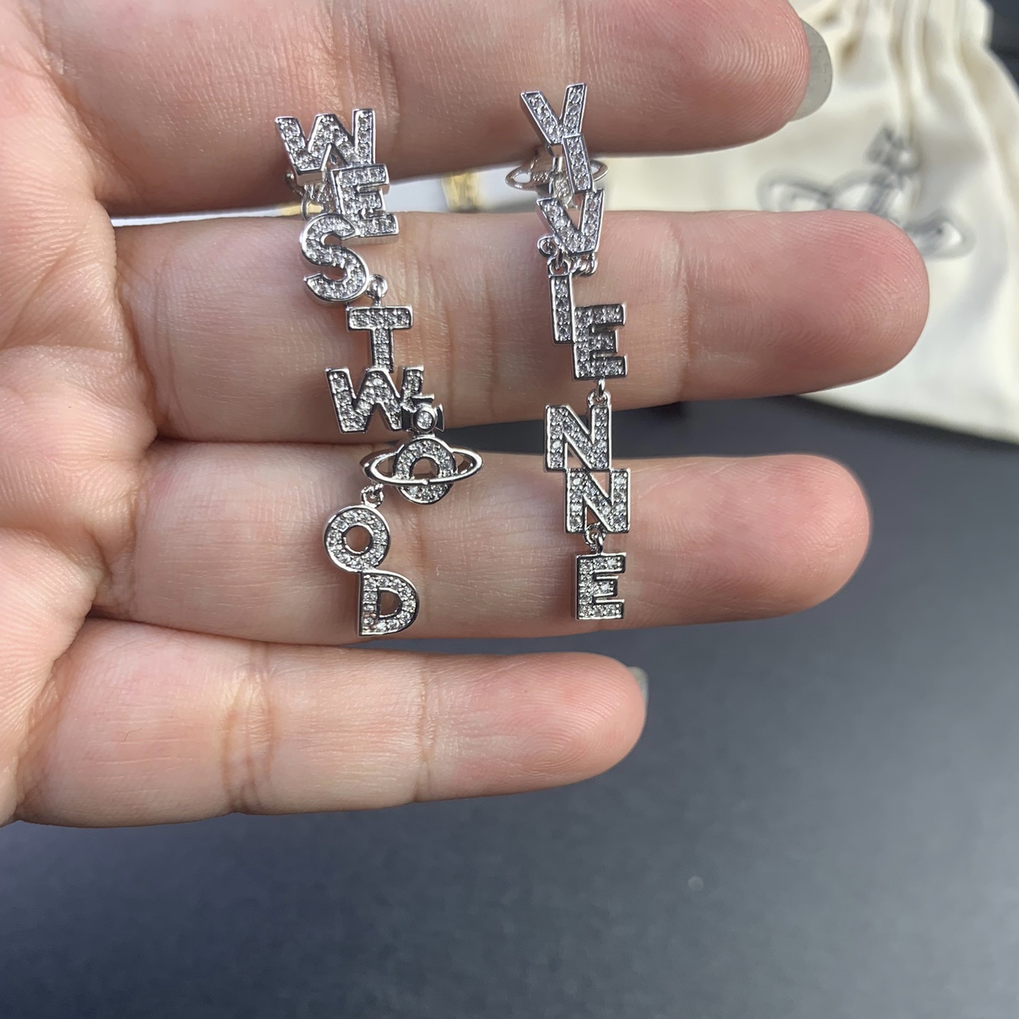 Replica Vivienne Westwood Letters Asymmetric Earrings
