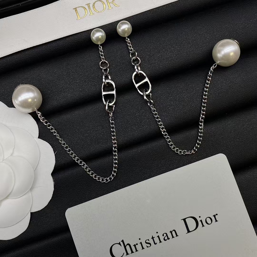 Replica Dior Chain Dangle Pearl Earrings