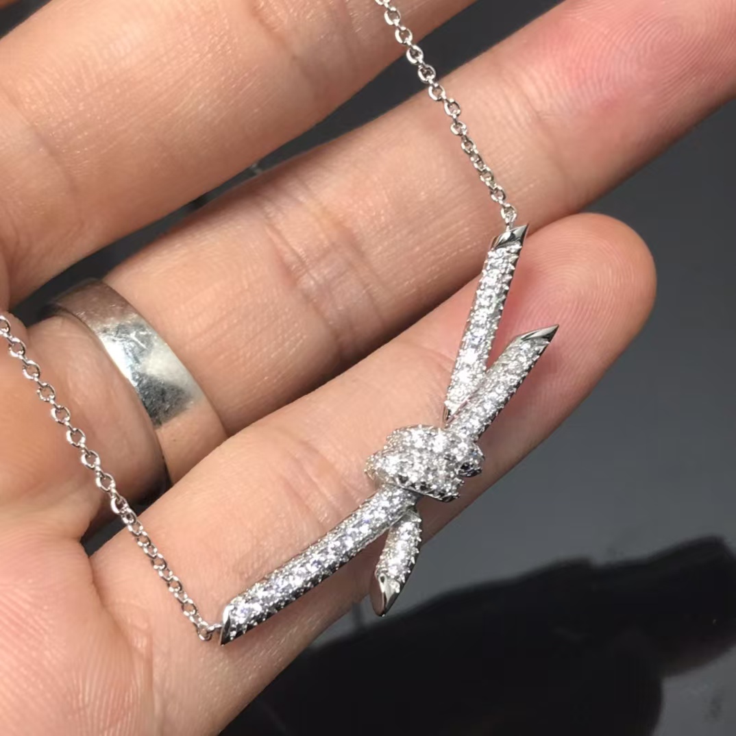 Replica Tiffany Knot Pendant Necklace - Full Diamond