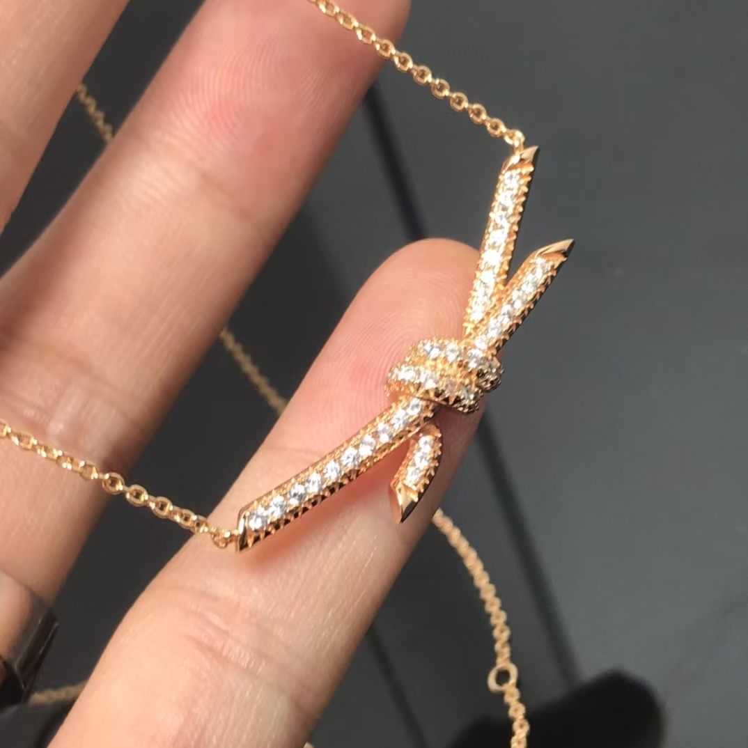 Replica Tiffany Knot Pendant Necklace - Full Diamond