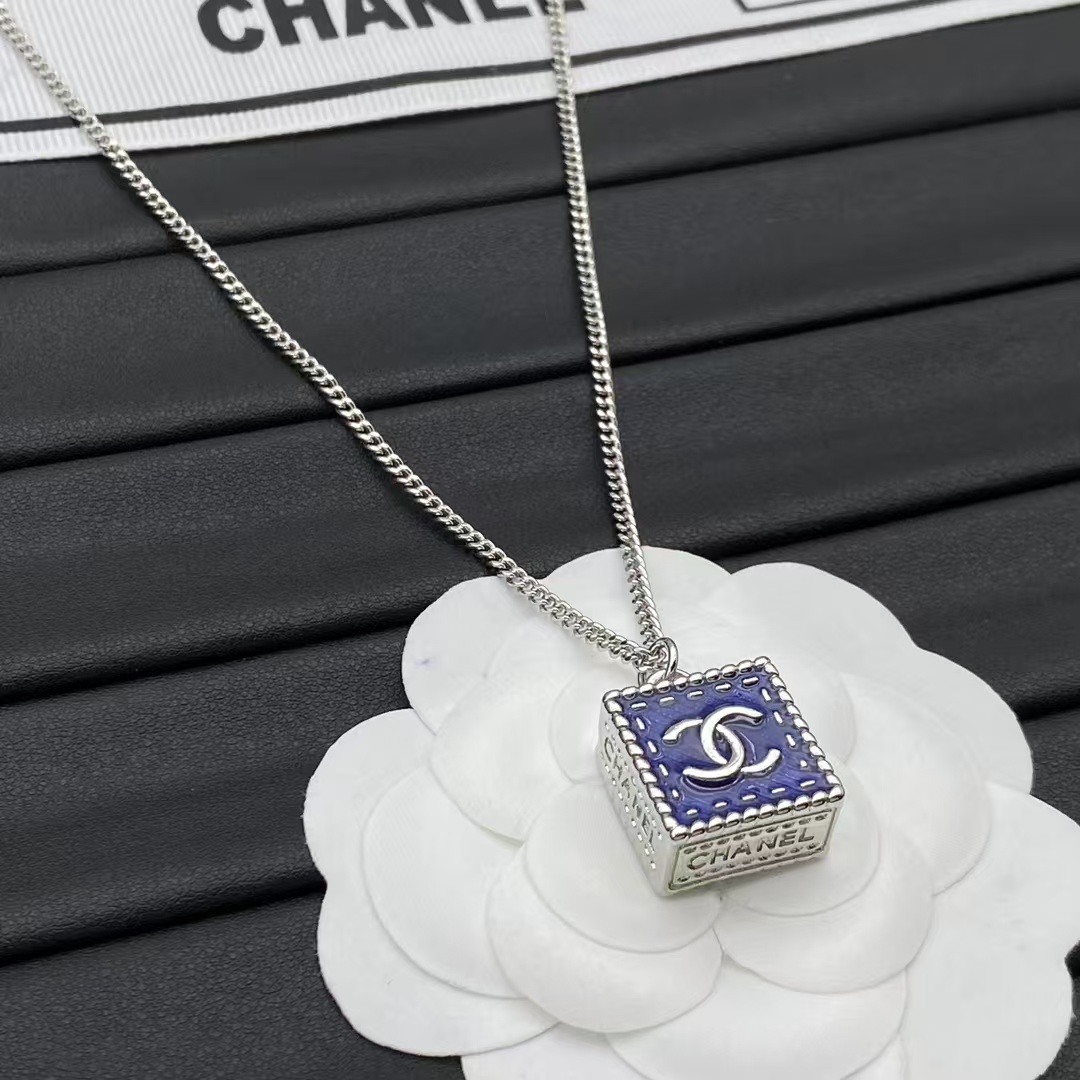 Replica Chanel Denim Cube Pendant Necklace
