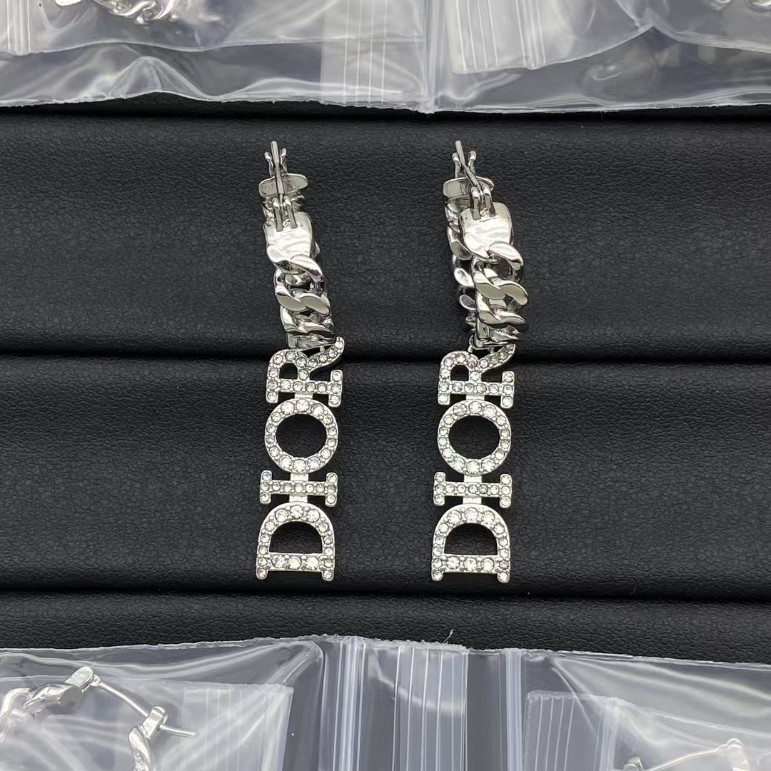 Replica Dior Dangle Hoop Chain Earrings