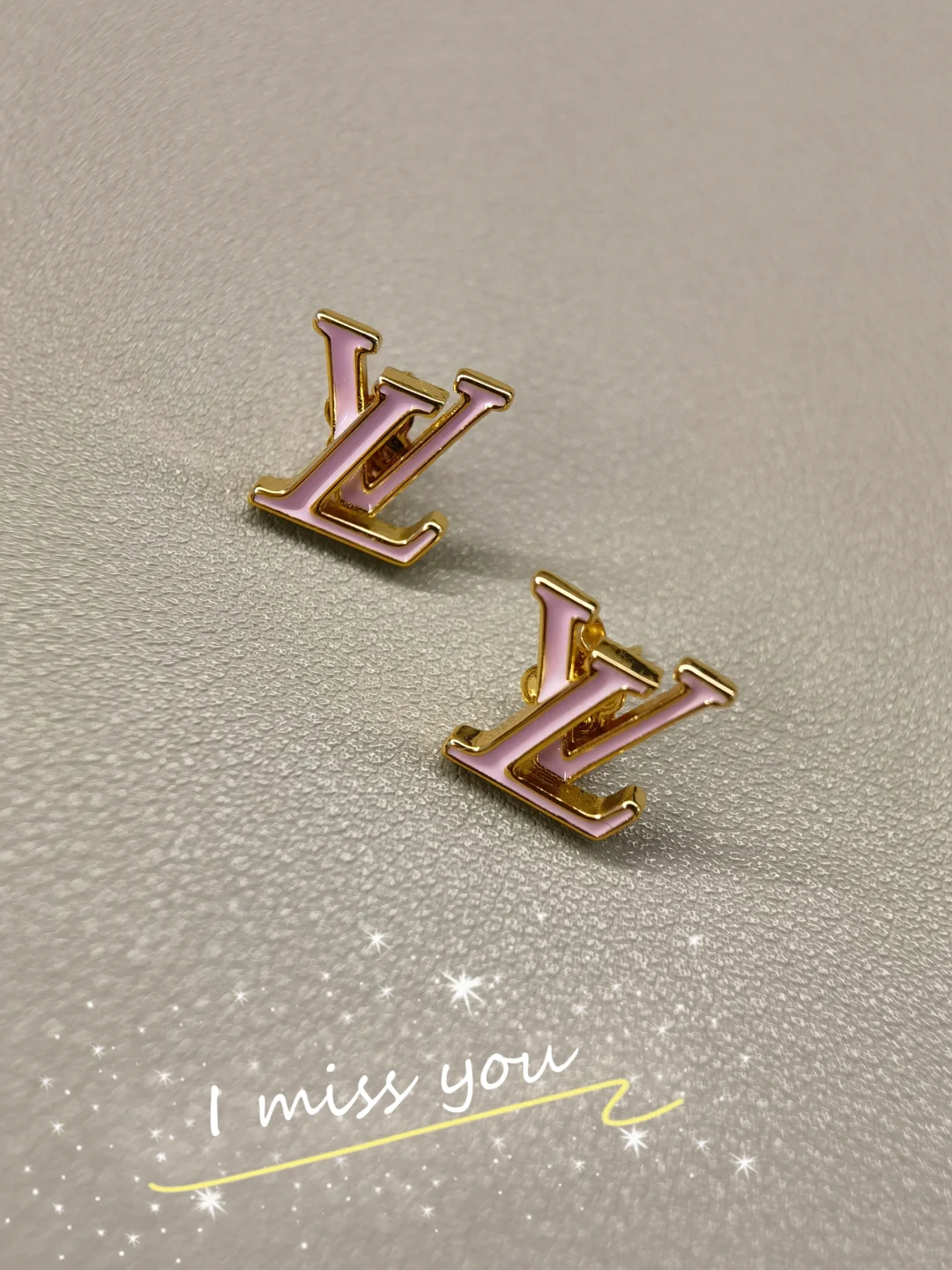 Replica Louis Vuitton Pink LV Letter Earrings