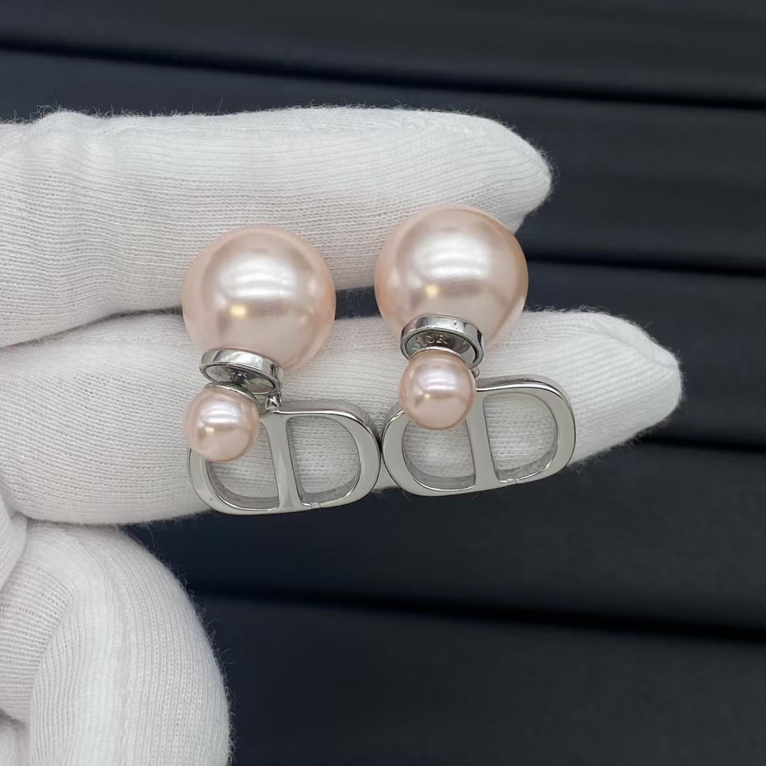Replica Dior CD Pink Pearl Earrings