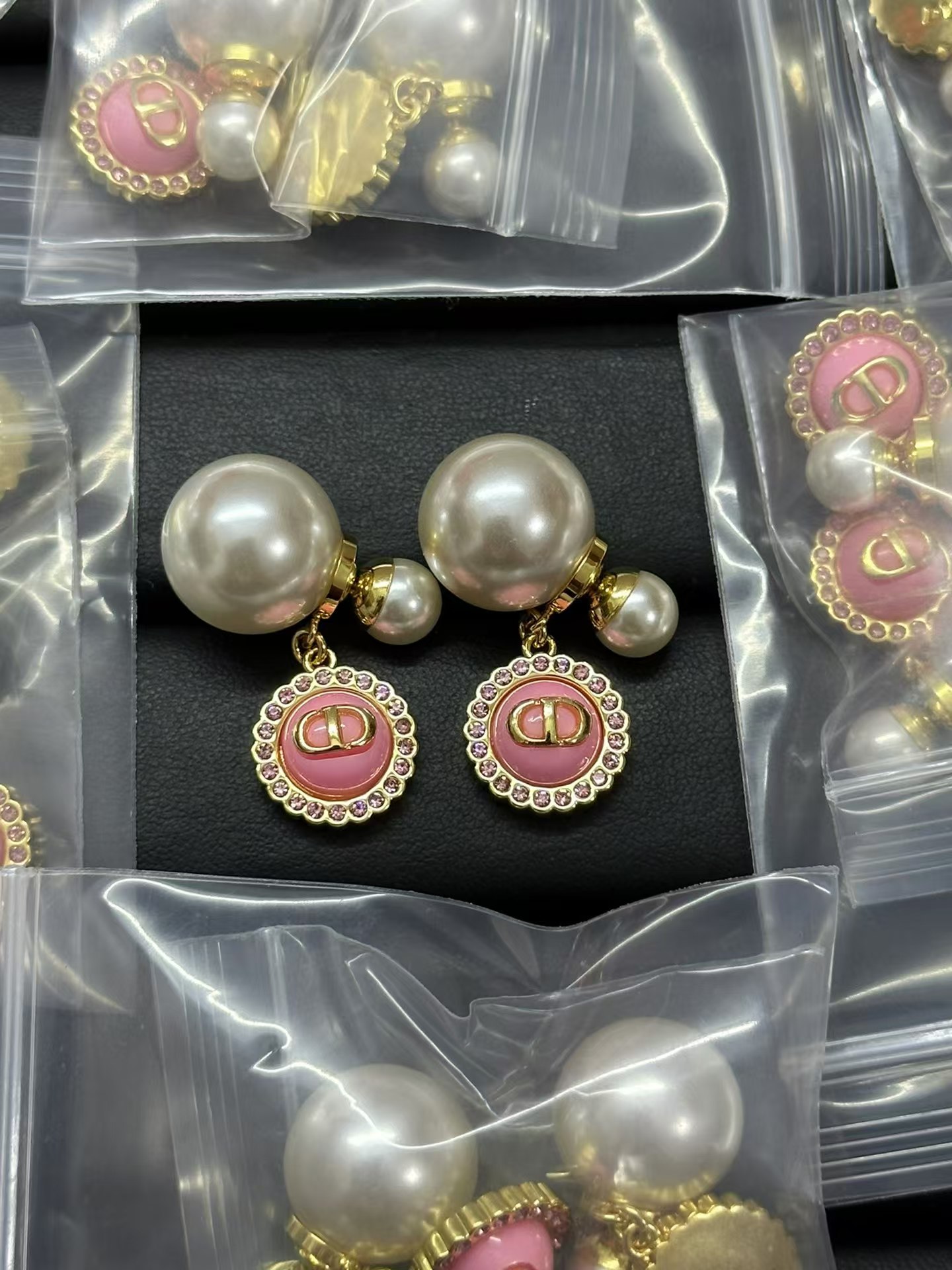 Replica Dior Pink CD Tribales Pearl Earrings