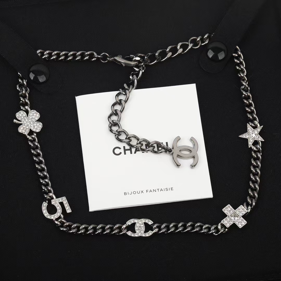 Replica Chanel Black Cuban Chain Choker Necklace
