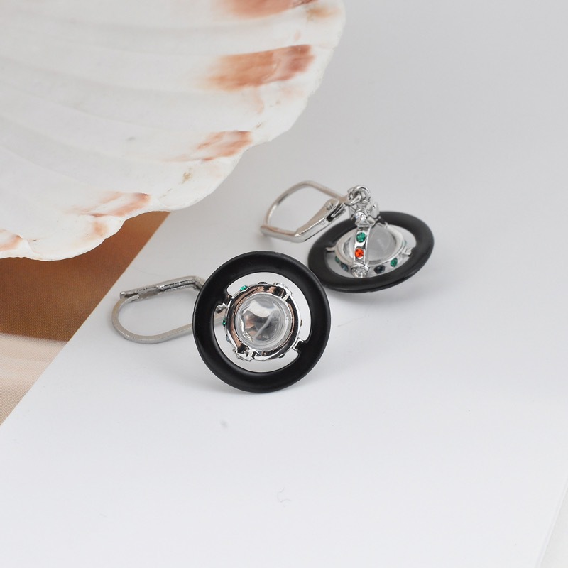 Replica Vivienne Westwood Enamel Pink Blue Black Saturn Earrings