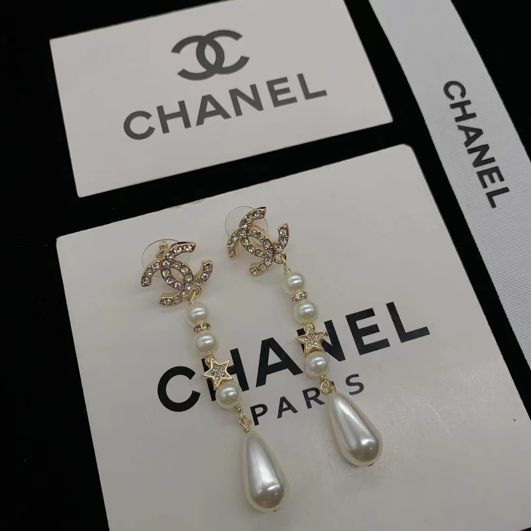 Replica Chanel Teardrop Pearl Tassel Earrings
