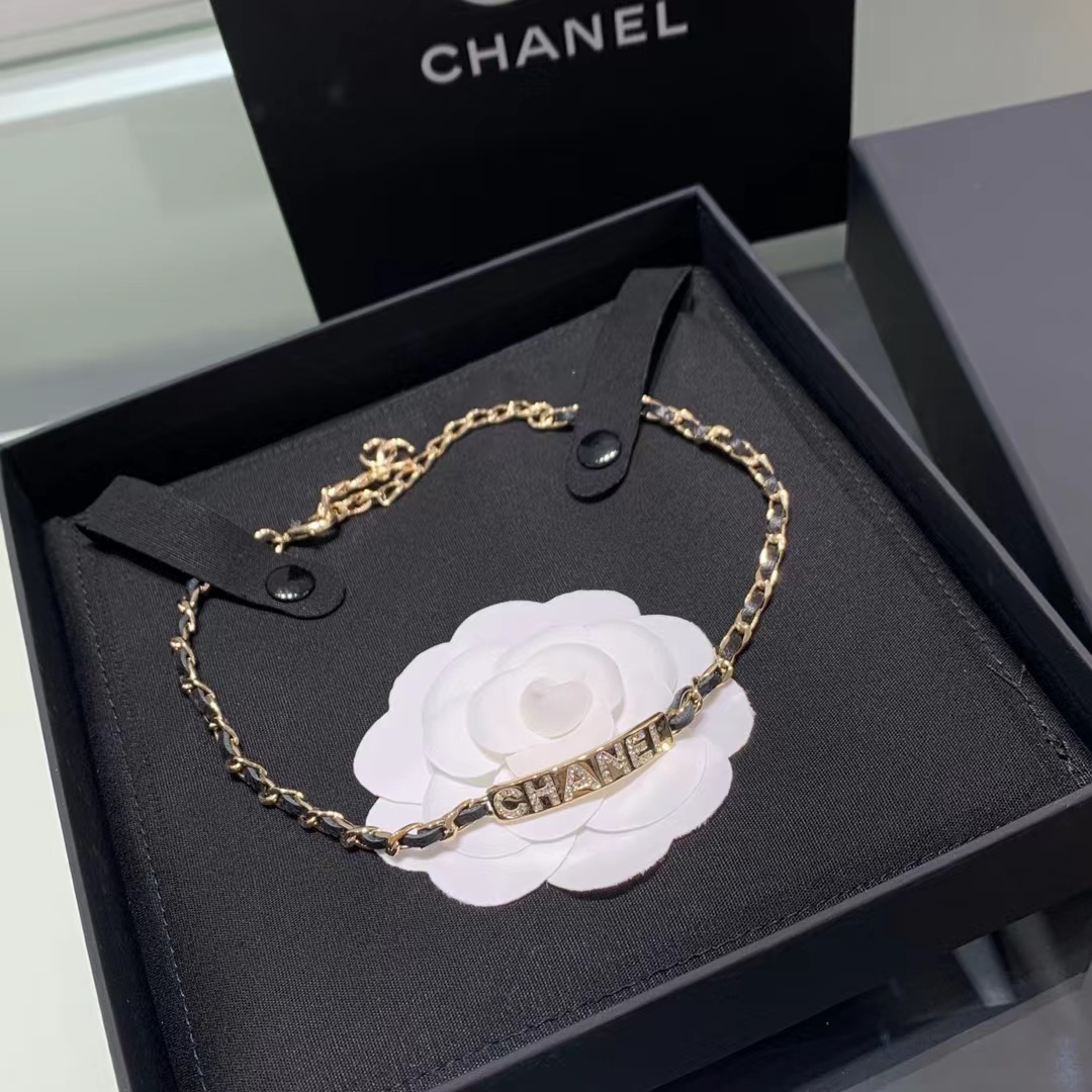 Replica Chanel Leather Cuban Chain Choker Necklace