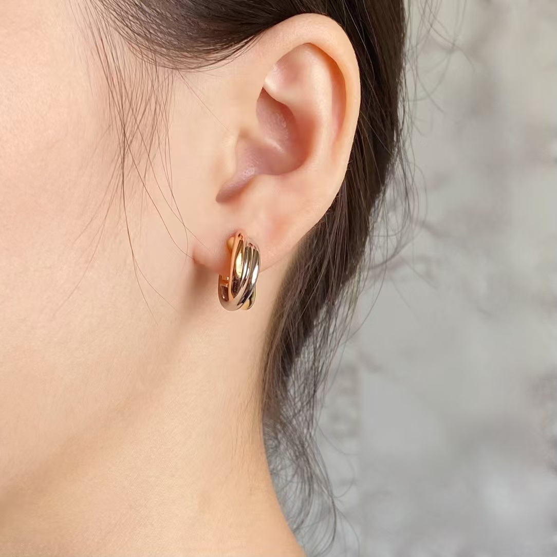 Replica Cartier Three Colors Metal Hoop Earrings