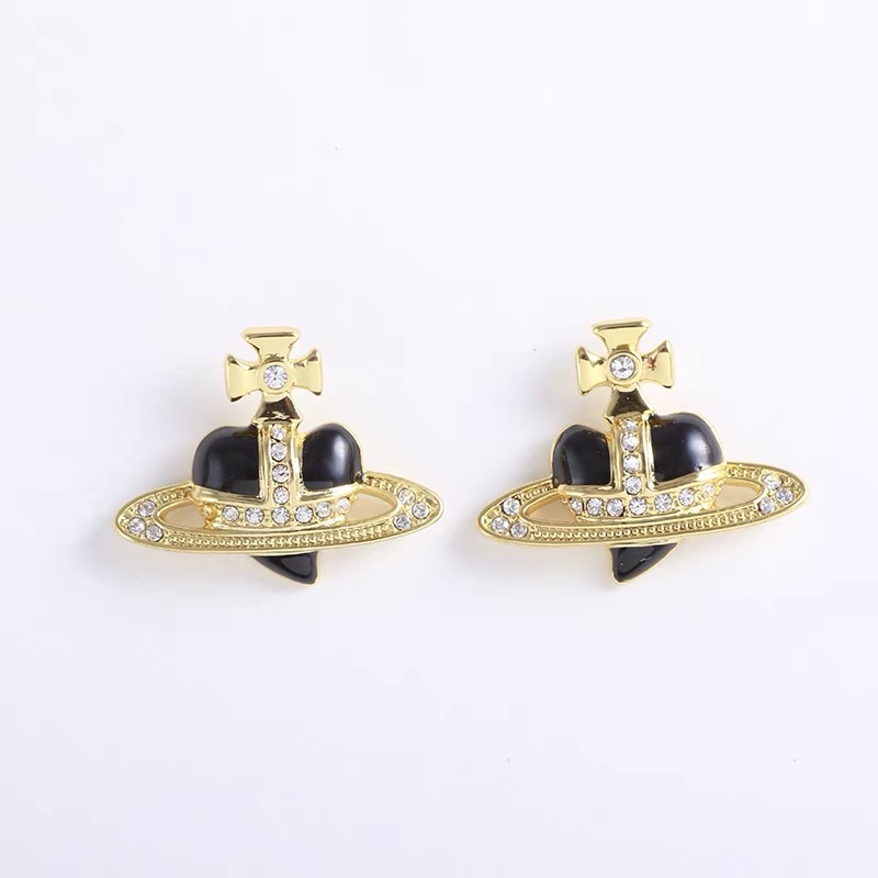 Replica Vivienne Westwood Enamel Love Heart Saturn Earring Stud