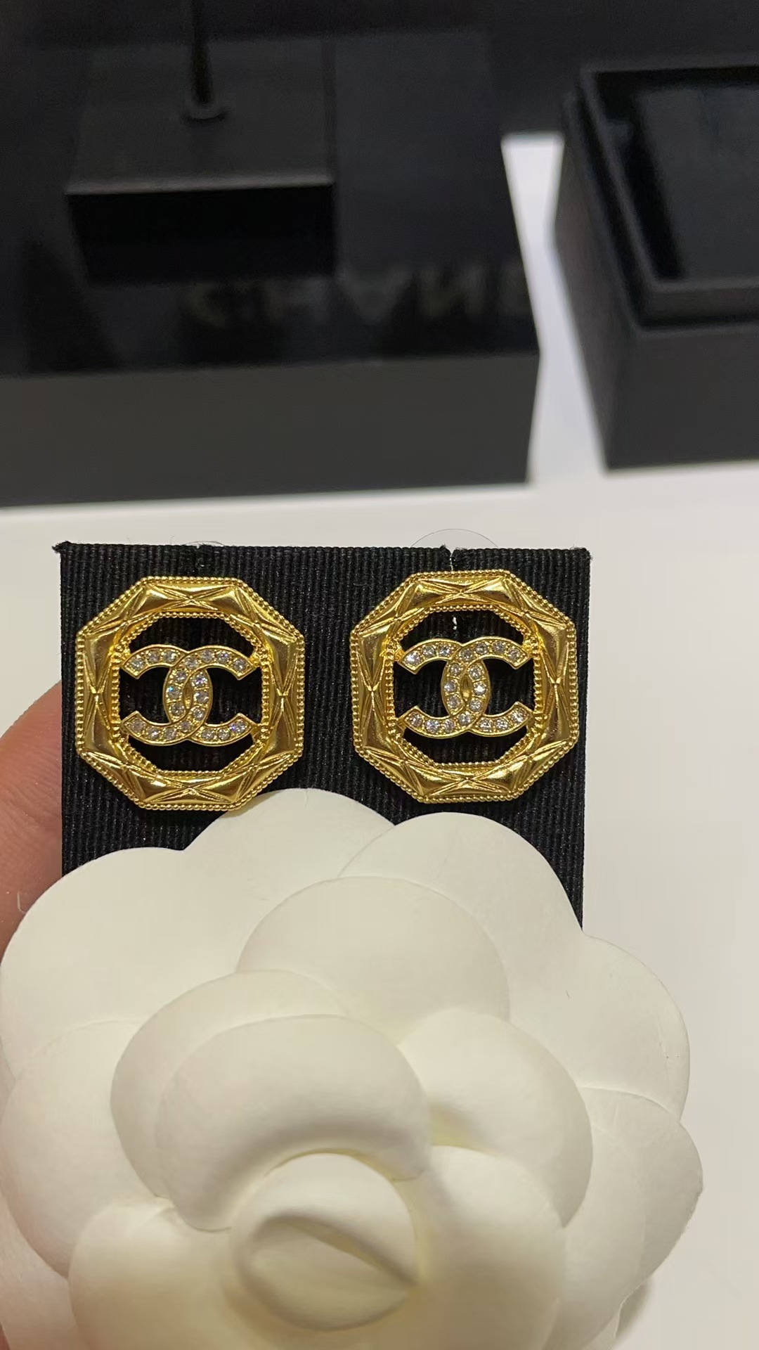 Replica Chanel Geometric Octagon Stud Earrings
