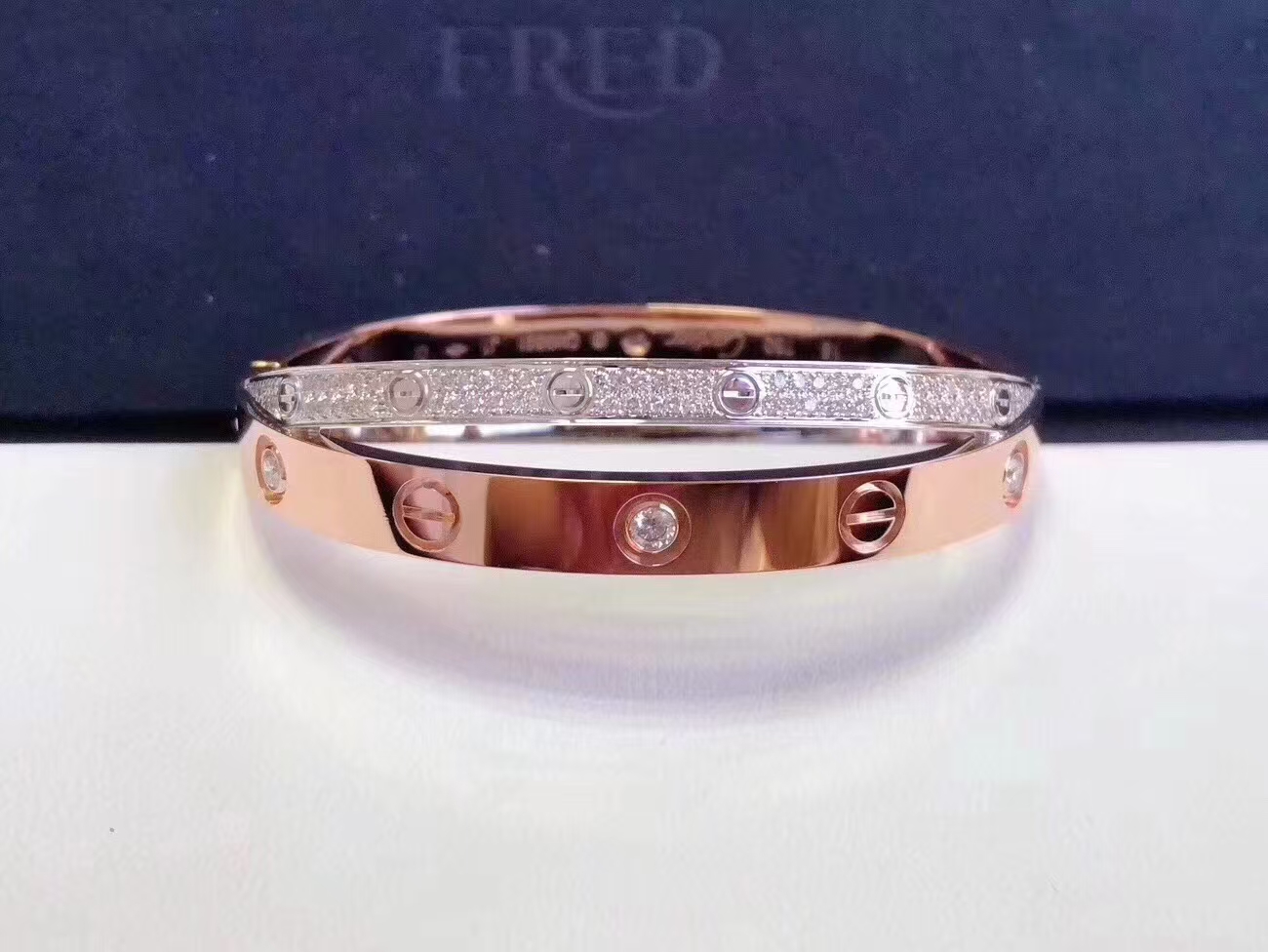 Replica Cartier Cross Mixed Metal Color LOVE Bracelet
