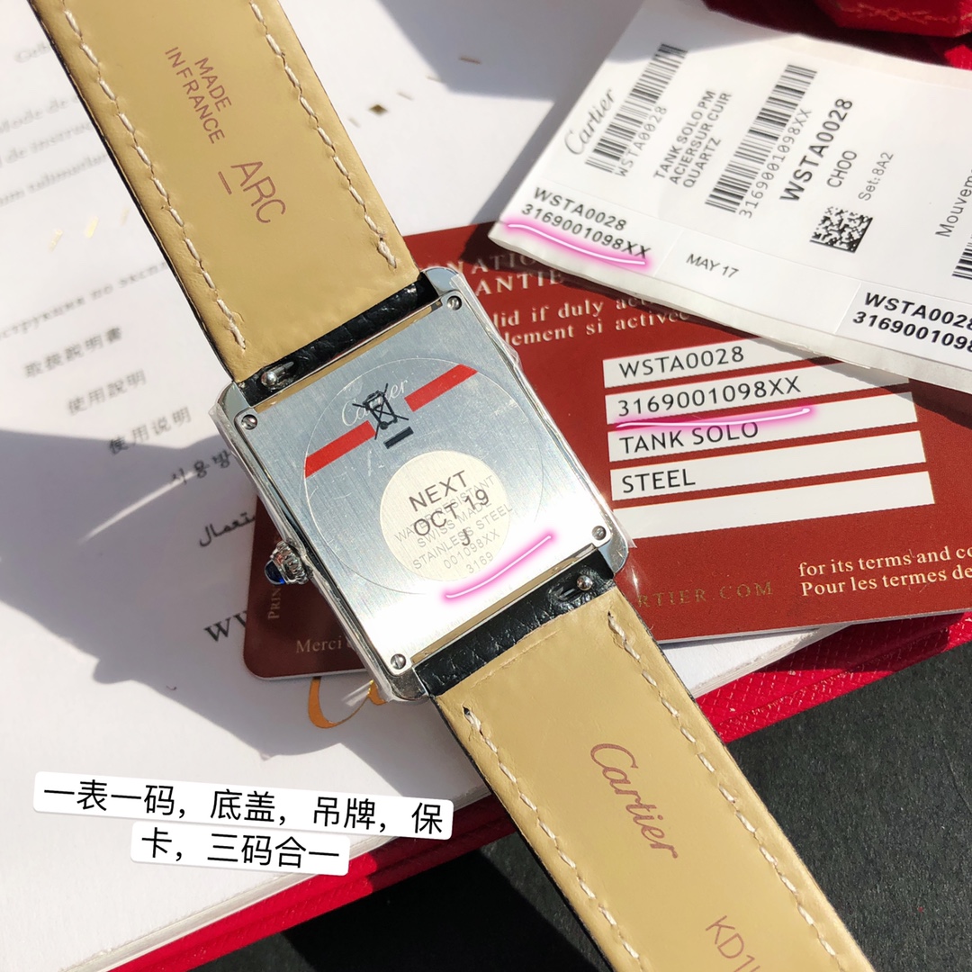 Replica Cartier Classic Tank Series Calf Leather Strap Women Watch
