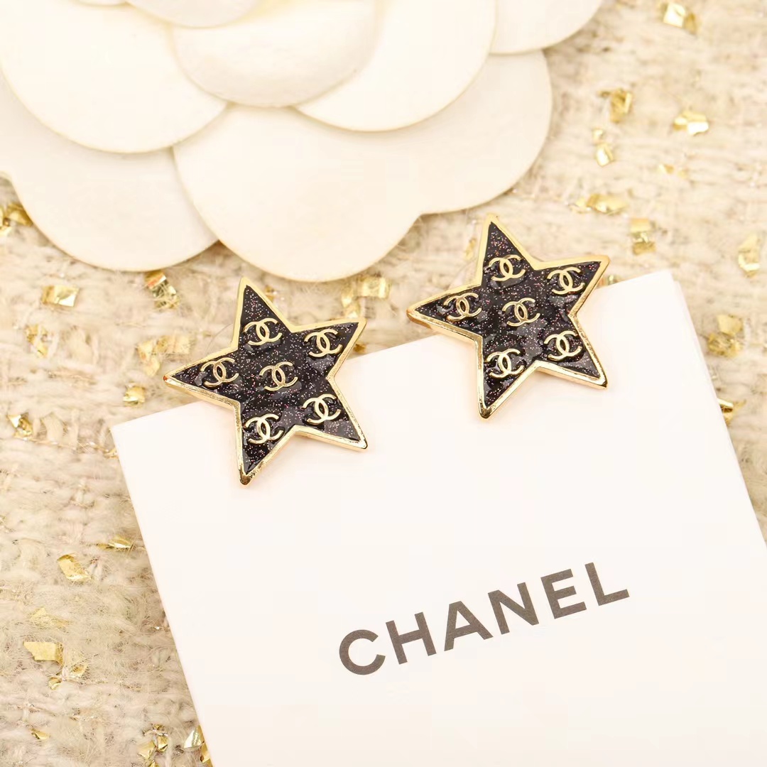 Replica Chanel Black Star Earrings