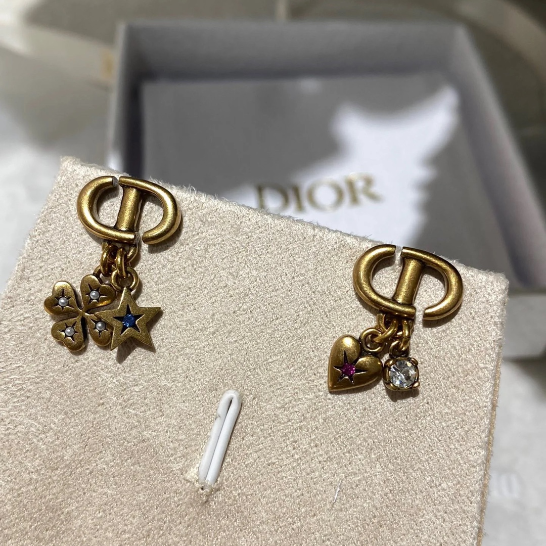 Replica Dior Vintage Asymmetric Clover Star Heart Earrings