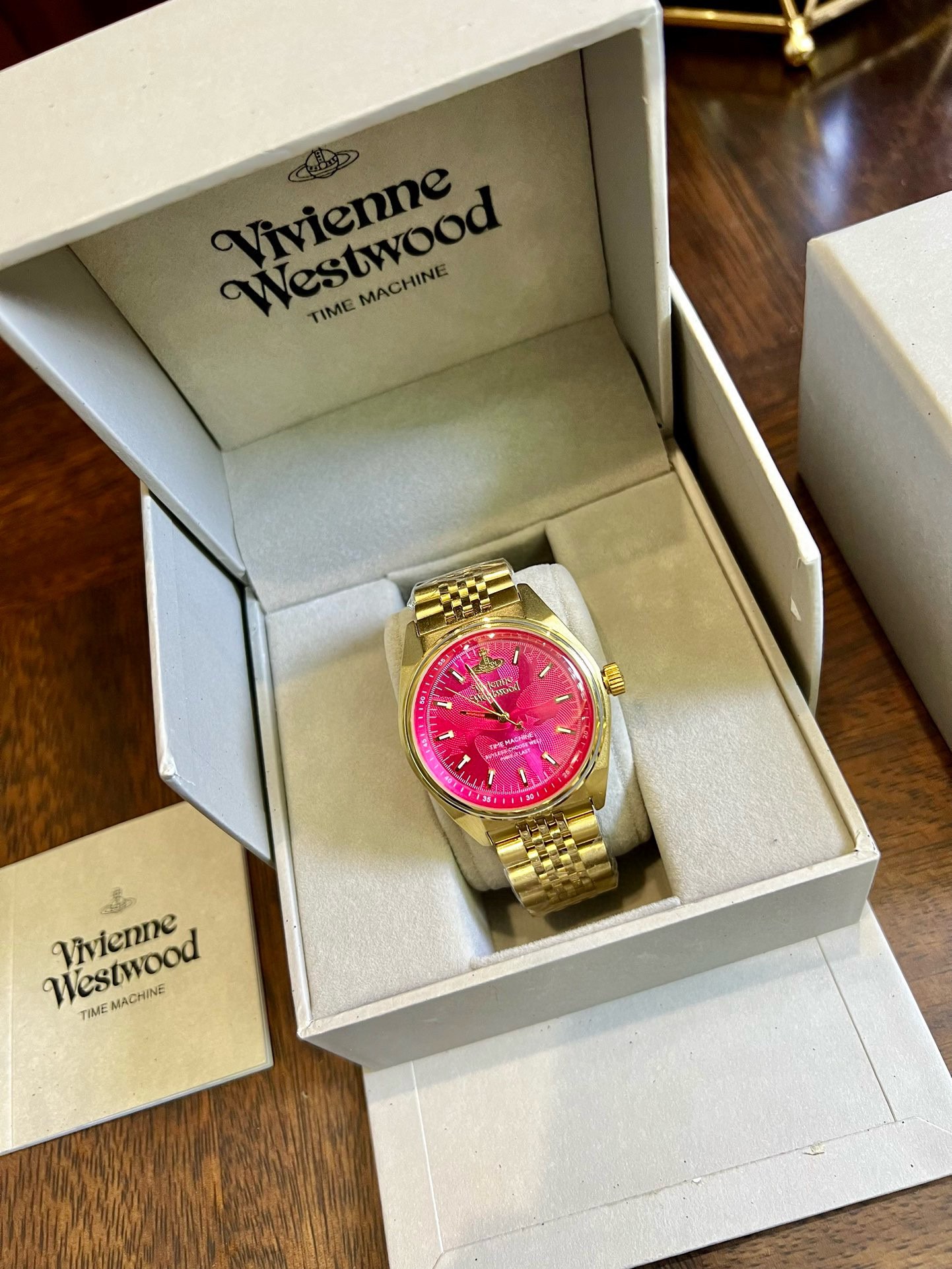 Replica Vivienne Westwood Rose Red Dial Gold Band Watch - 40MM