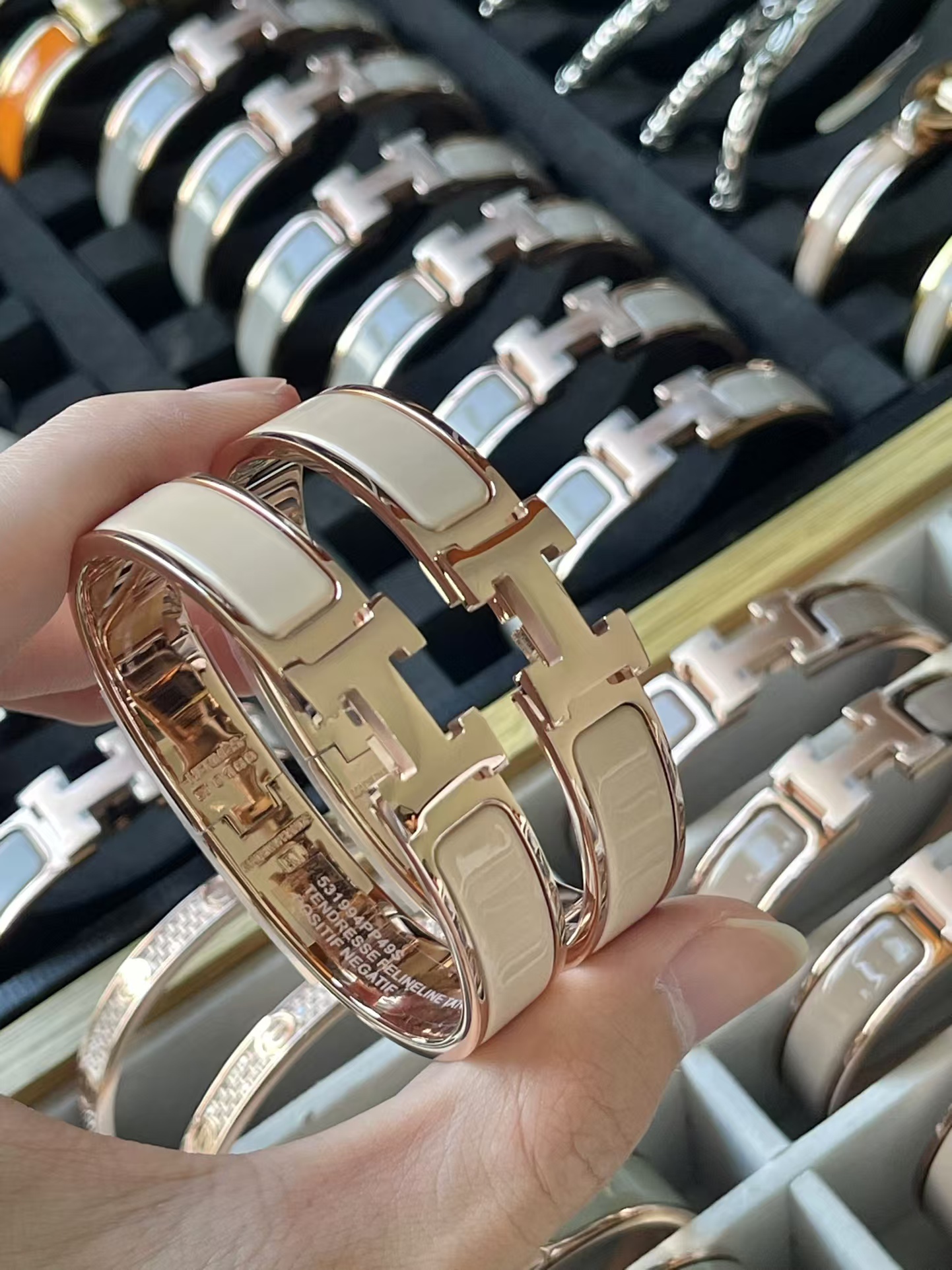 Replica Hermes Wide H Enamel Bracelet